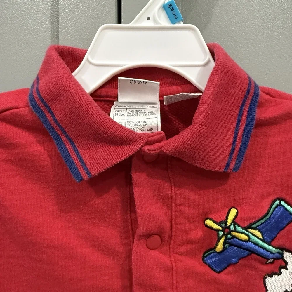 VTG 90s Y2K Disney Winnie the Pooh Romper Red Pooh Airplane Baby 18M Rare HTF - Picture 5 of 16